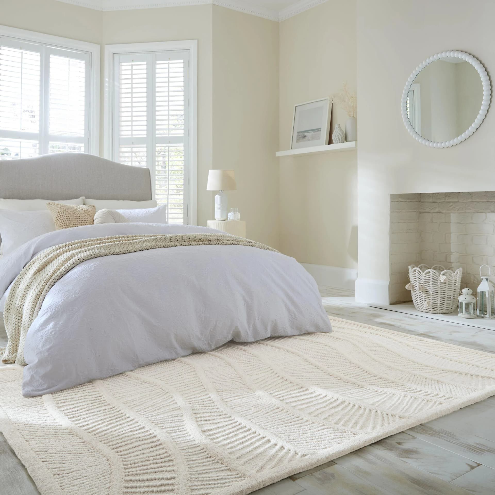 FLAIR RUGS Teppich SCULPTURED WAVE Weiß Handgetuftet