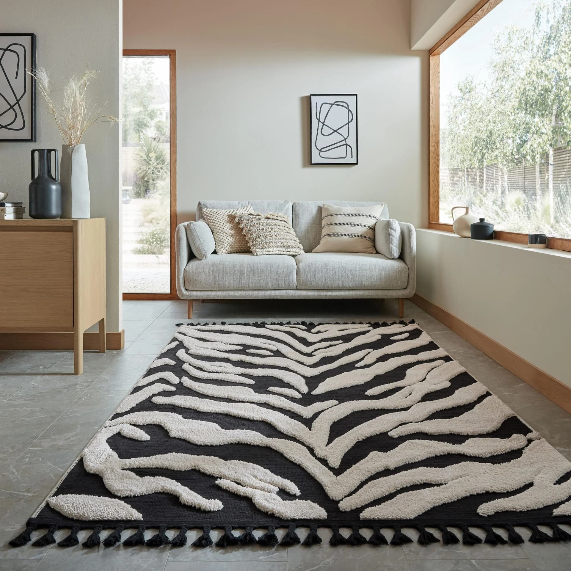 FLAIR RUGS Esra Zebra Teppich Skandinavisch Bunt