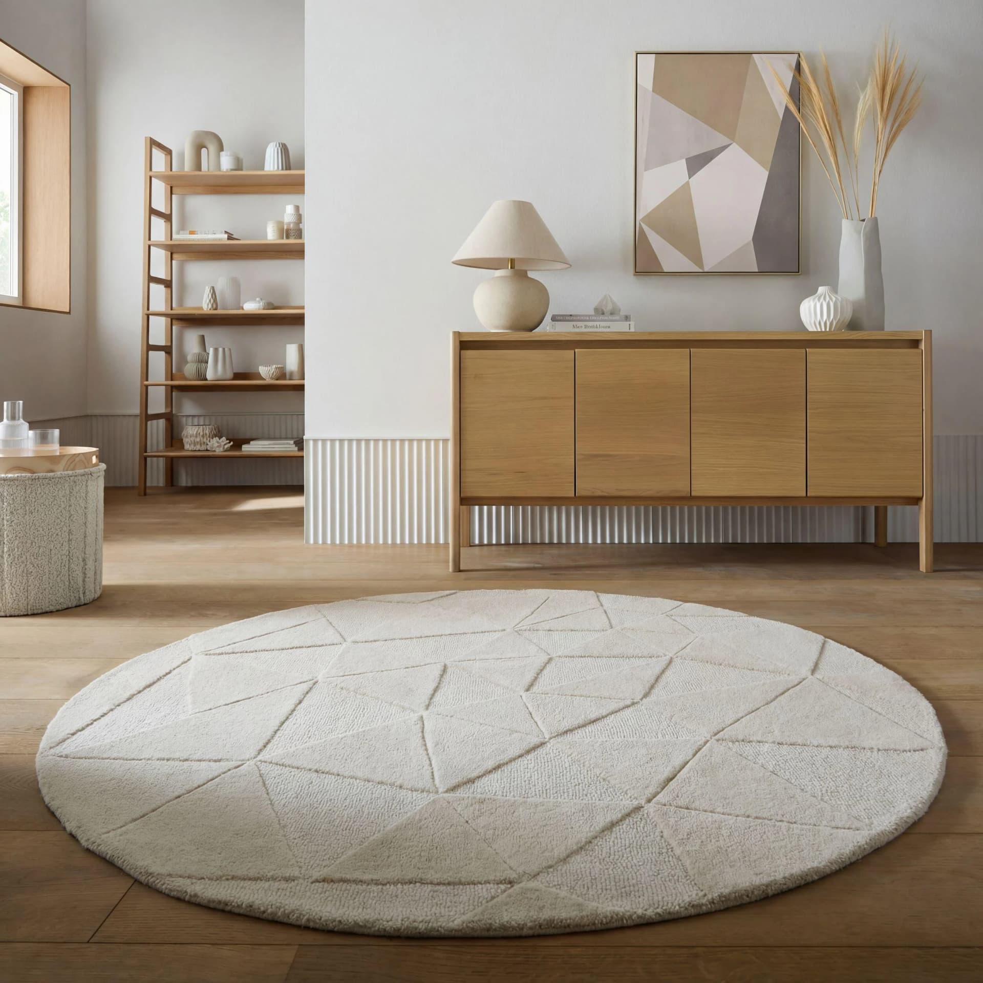 FLAIR RUGS SHARD Teppich natürlich rund handgetuftet Wolle