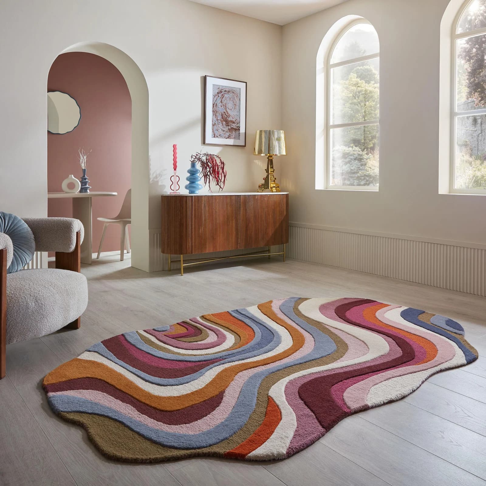 FLAIR RUGS Envy Wollteppich Bunt Abstrakt Handgetuftet
