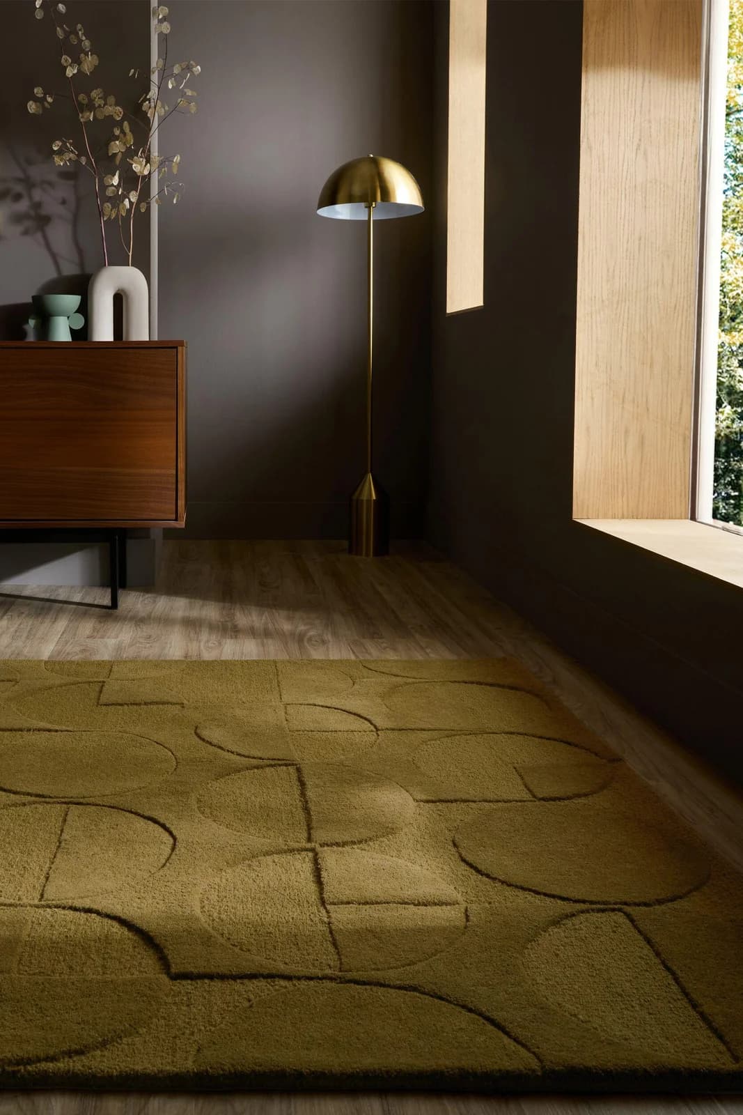 FLAIR RUGS Gigi Teppich Olivgrün Geometrisch Handgetuftet Wolle