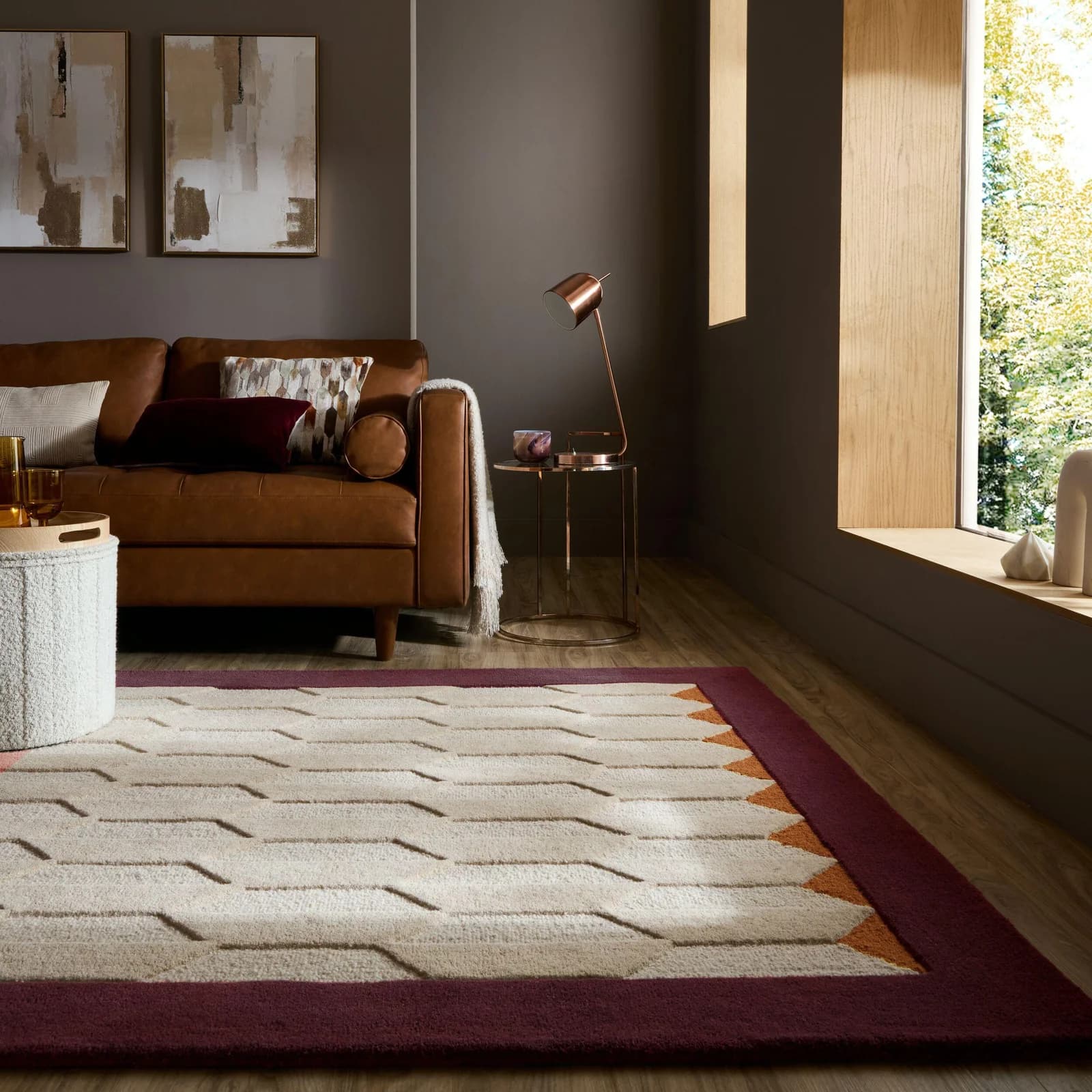 FLAIR RUGS Wollteppich Apex Bordeaux 160x230 cm Handgetuftet