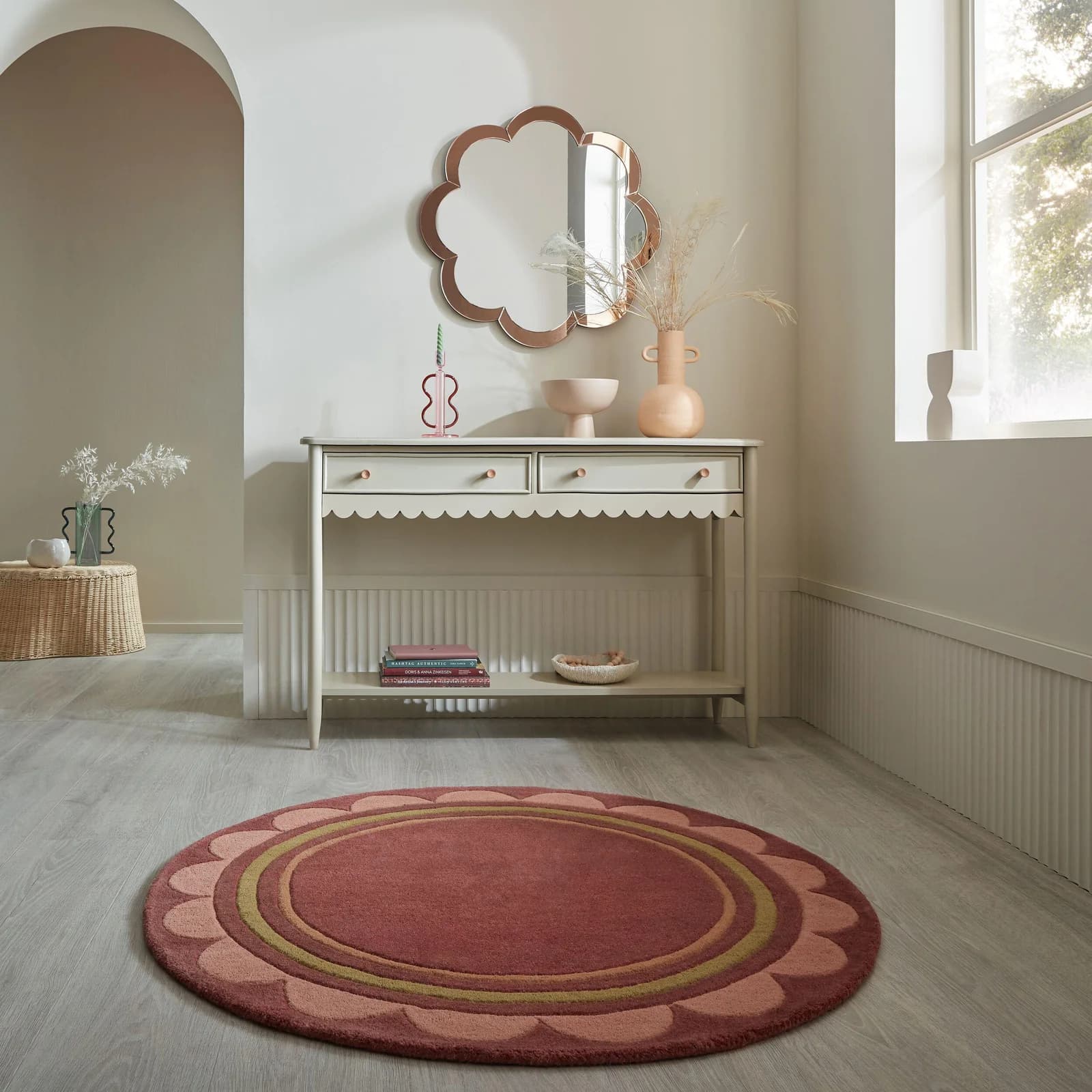FLAIR RUGS Lois Teppich rund 120 cm mit Jakobsmuschelbordüre
