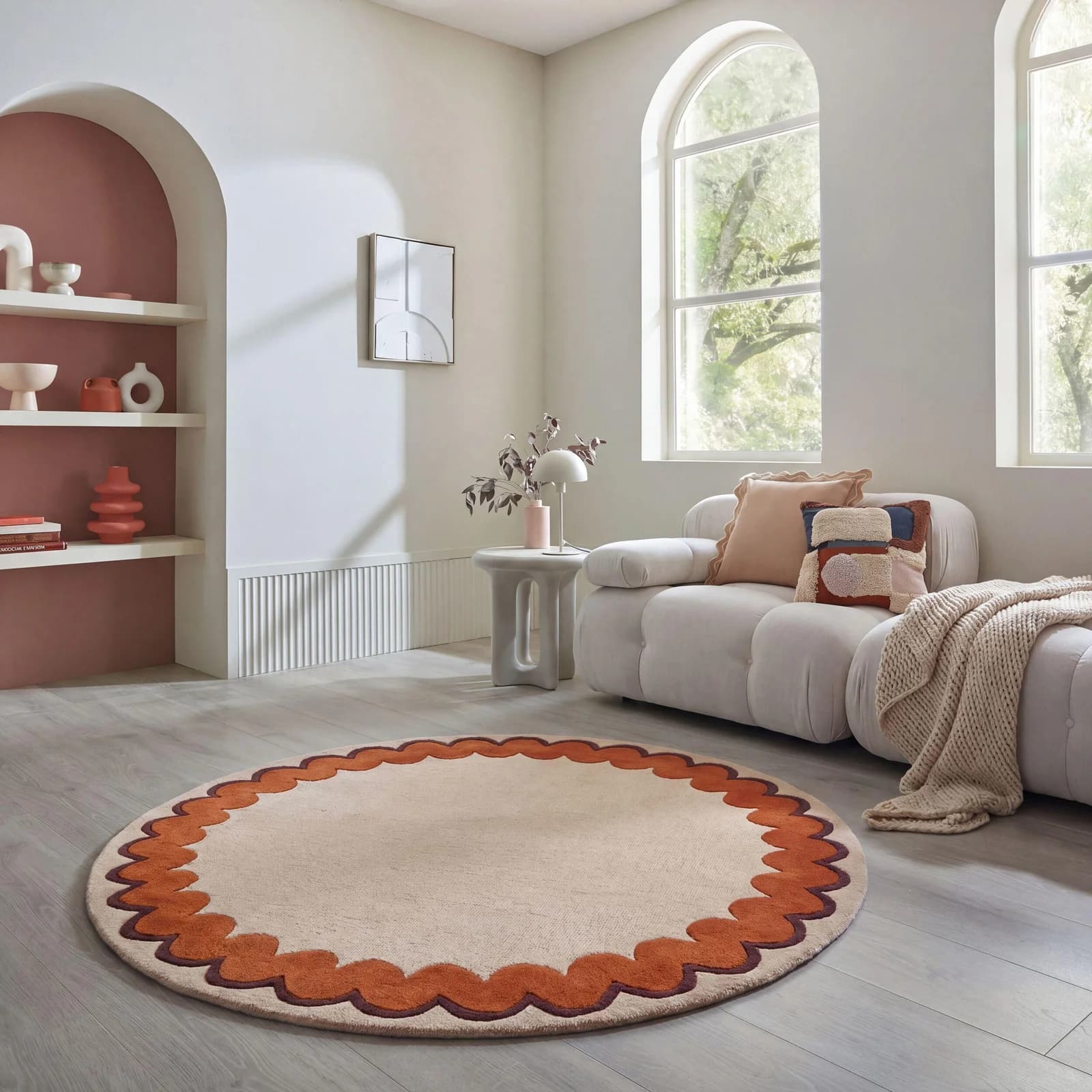 FLAIR RUGS WIGGLE Wollteppich Orange Rund 160cm