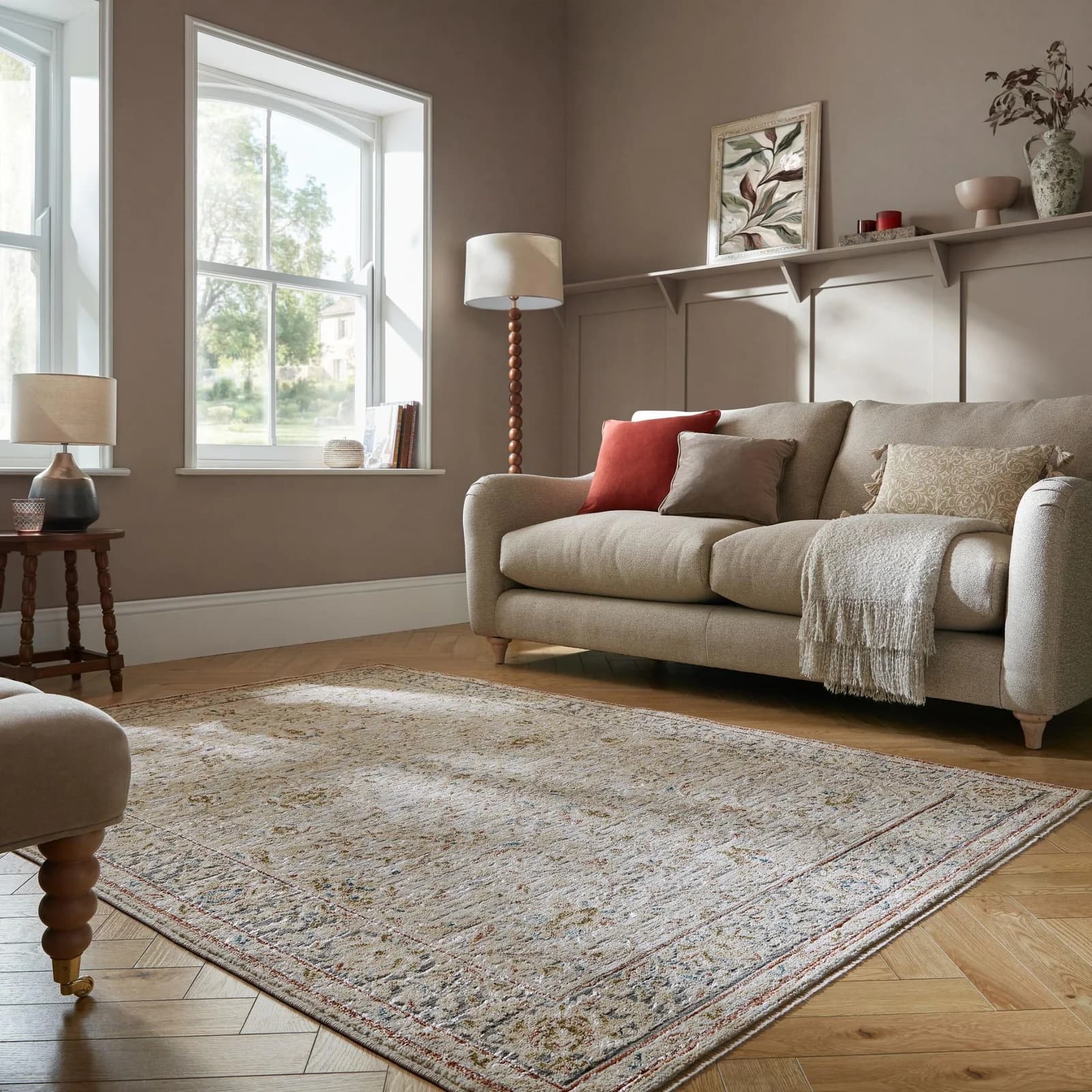 FLAIR RUGS Meena Vintage Teppich Beige Polyester