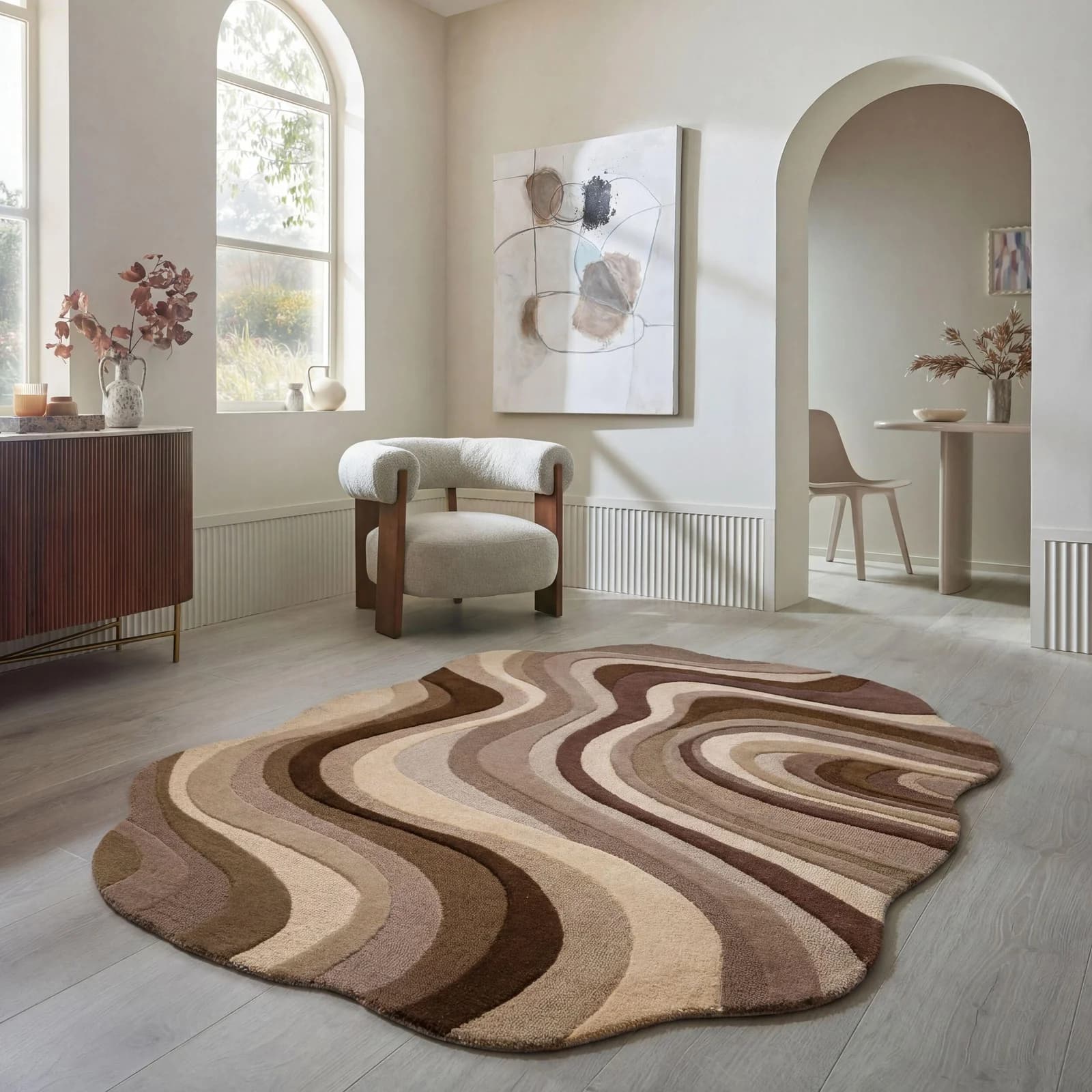 Flair Rugs Wollteppich Envy Organisch Handgetuftet Braun
