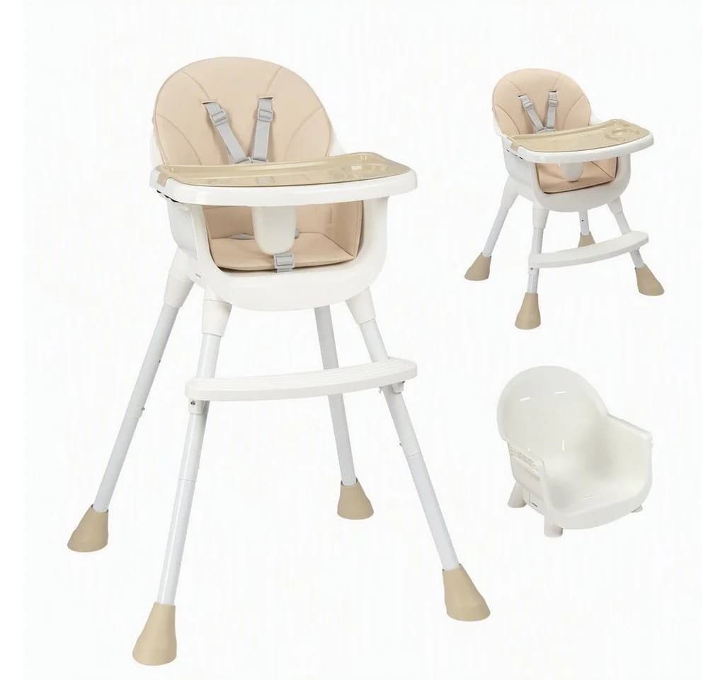 LALAHO Kinderstuhl 2-in-1 Beige Höhenverstellbar mit Tablett - Bild 2