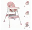 LALAHO Kinderstuhl 2-in-1 Rosa Verstellbar Klappbar mit Sicherheitsgurt Bild 2