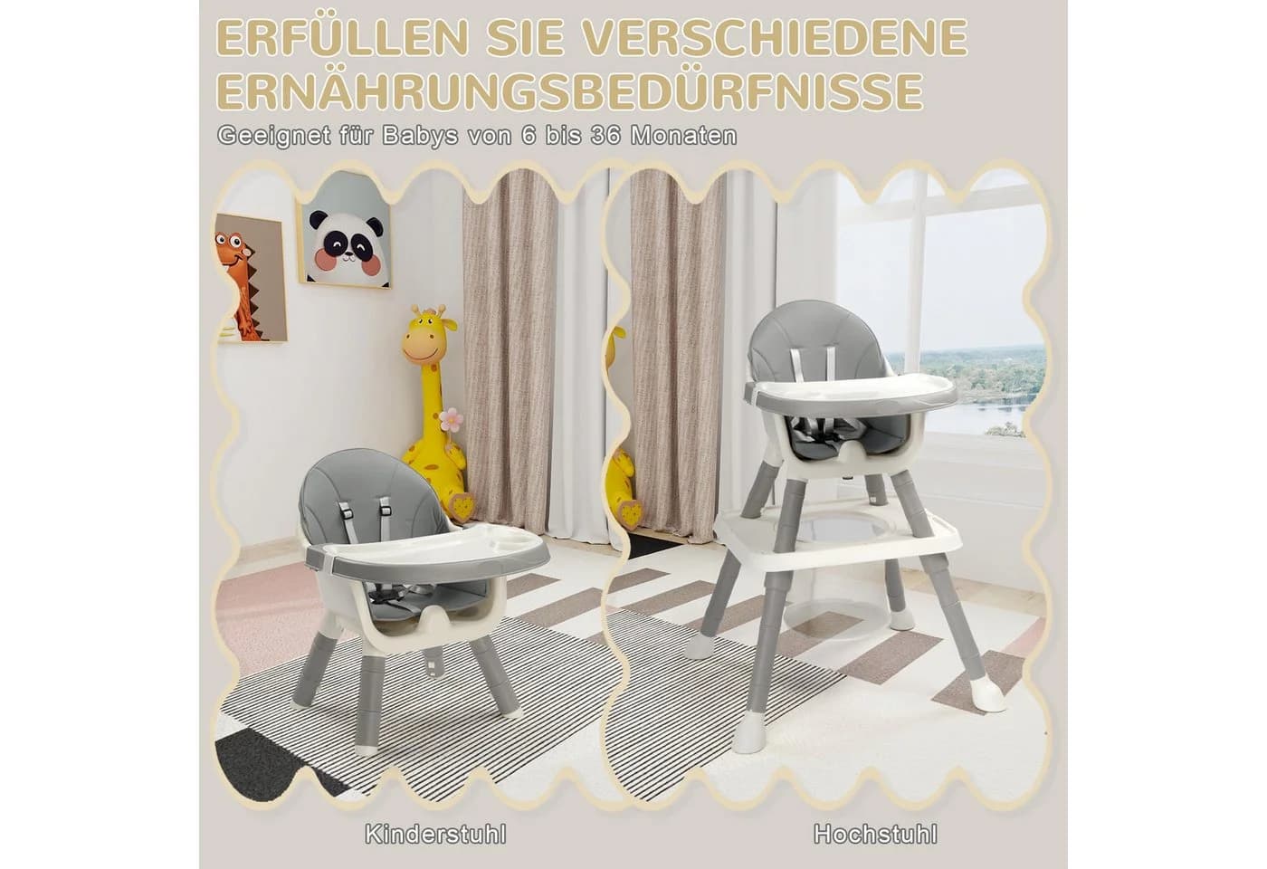 LALAHO Kinderklappstuhl 7-in-1 Grau PVC - Bild 4