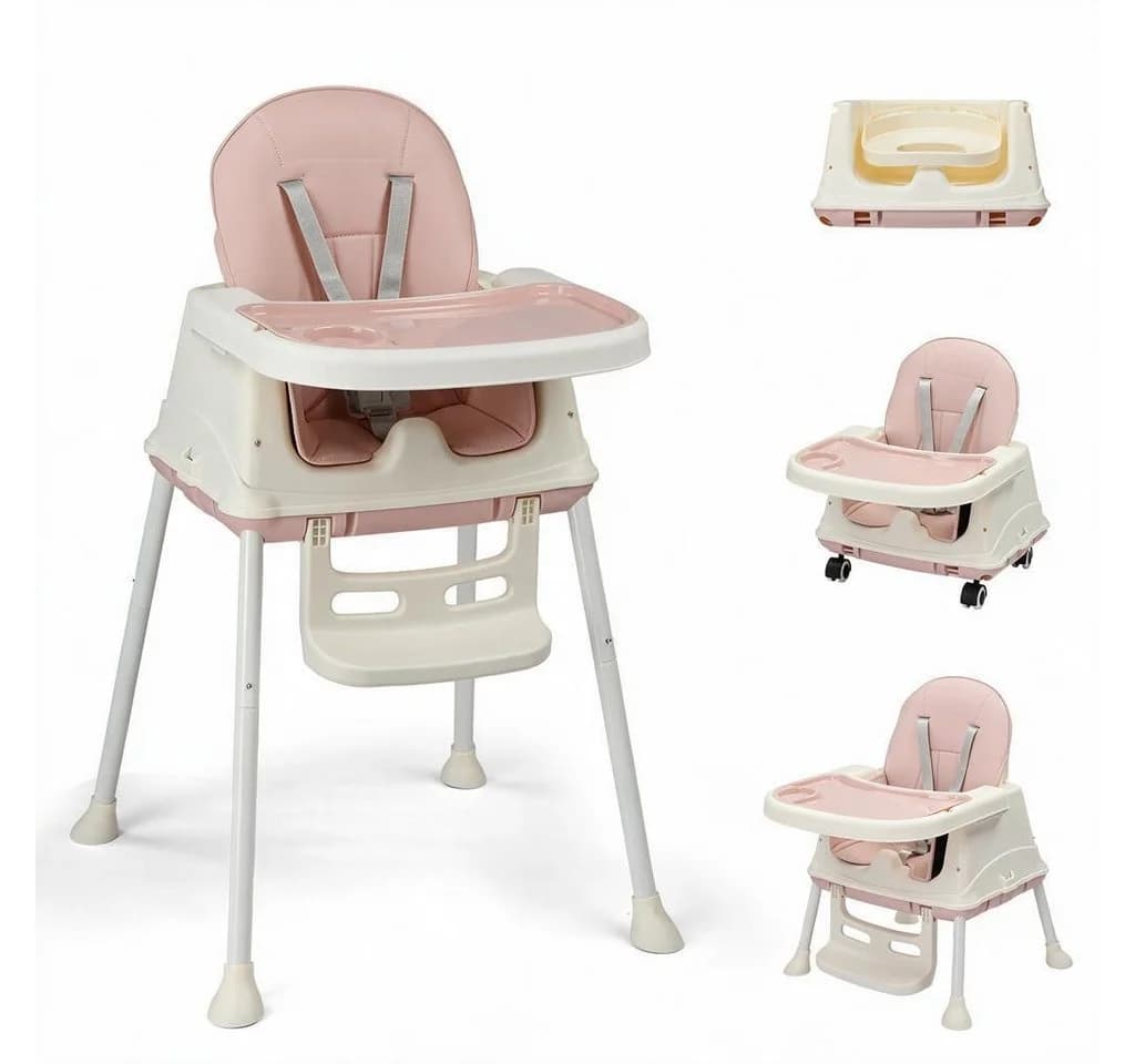 LALAHO Kinderstuhl 4-in-1 Rosa Höhenverstellbar Mitwachsstuhl - Bild 2