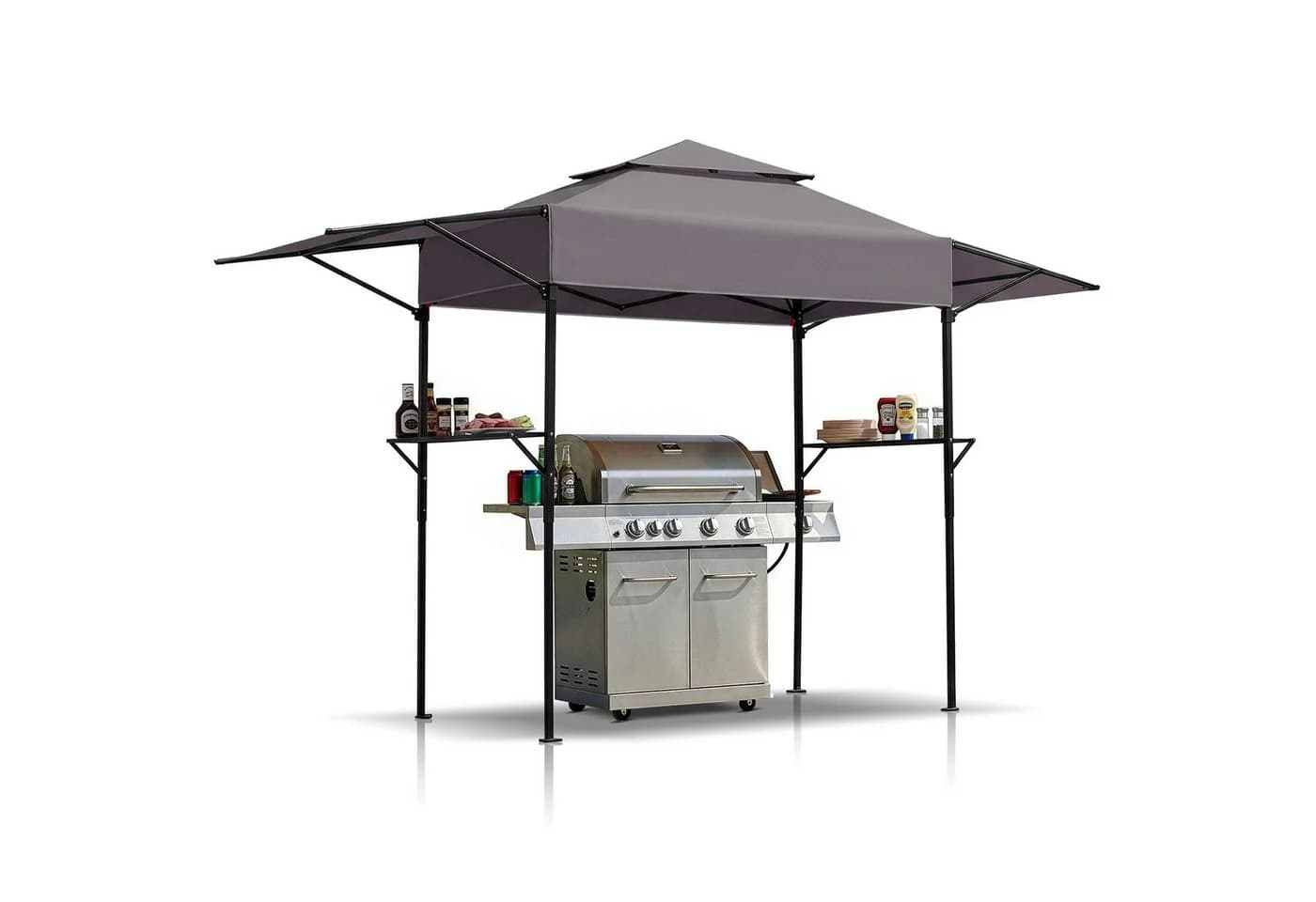 LALAHO Grillpavillon mit Doppeldach und Seitenregalen - Bild 2