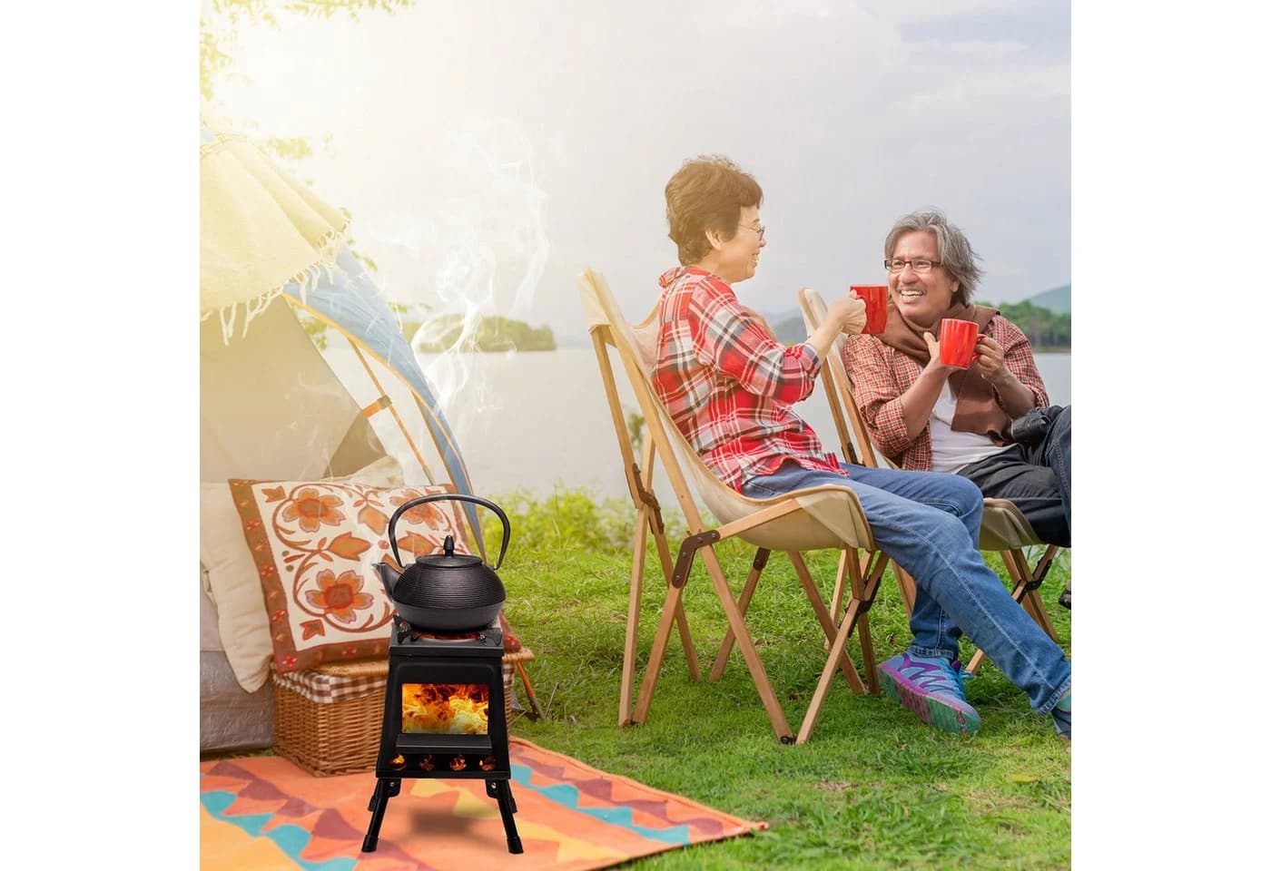 LALAHO Feuerstelle Zeltofen Camping Holzofen Gartenofen Campingofen Werkstattofen Outdoor Kocher - Bild 3