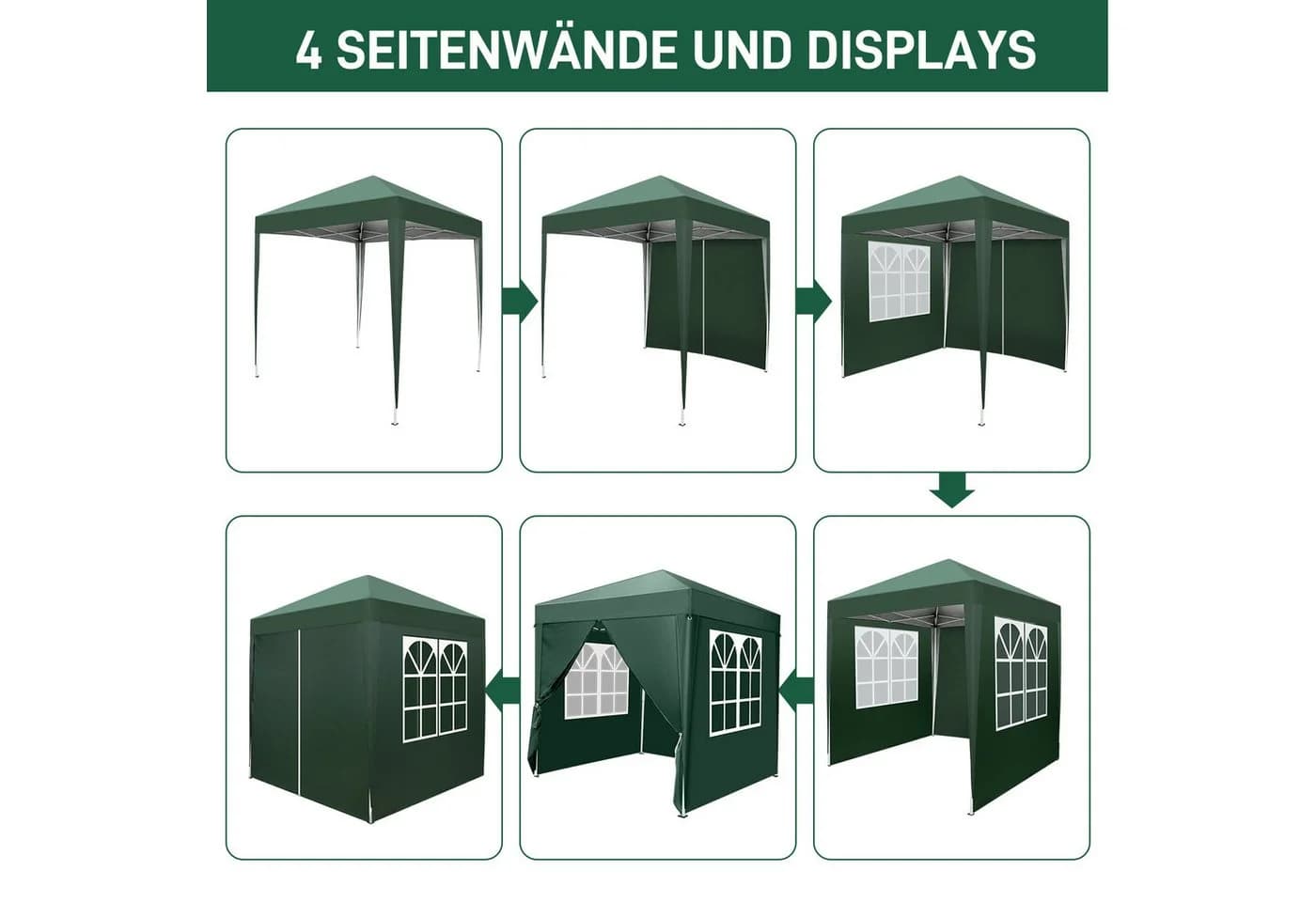 LALAHO Faltpavillon 2x2m mit 4 Seitenwänden UV-Schutz - Bild 4