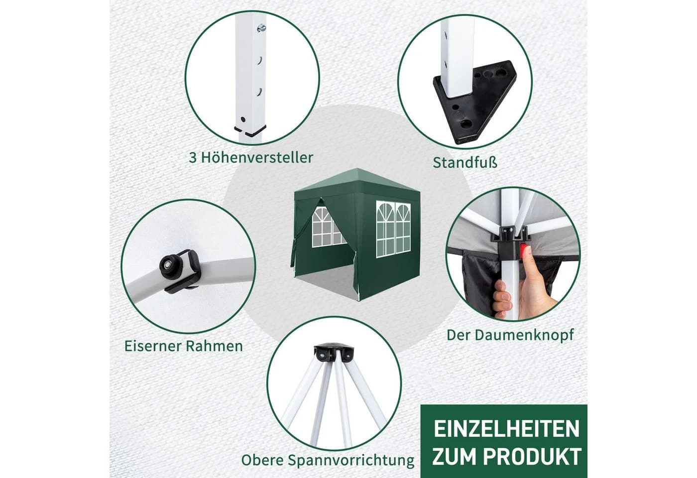 LALAHO Faltpavillon 2x2m mit 4 Seitenwänden UV-Schutz - Bild 5
