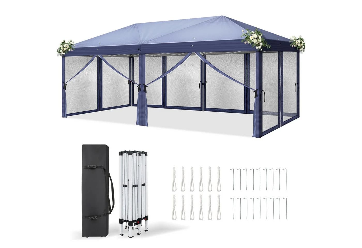 LALAHO Faltpavillon 3x6m mit 6 Netzvorhängen UV-Schutz - Bild 2