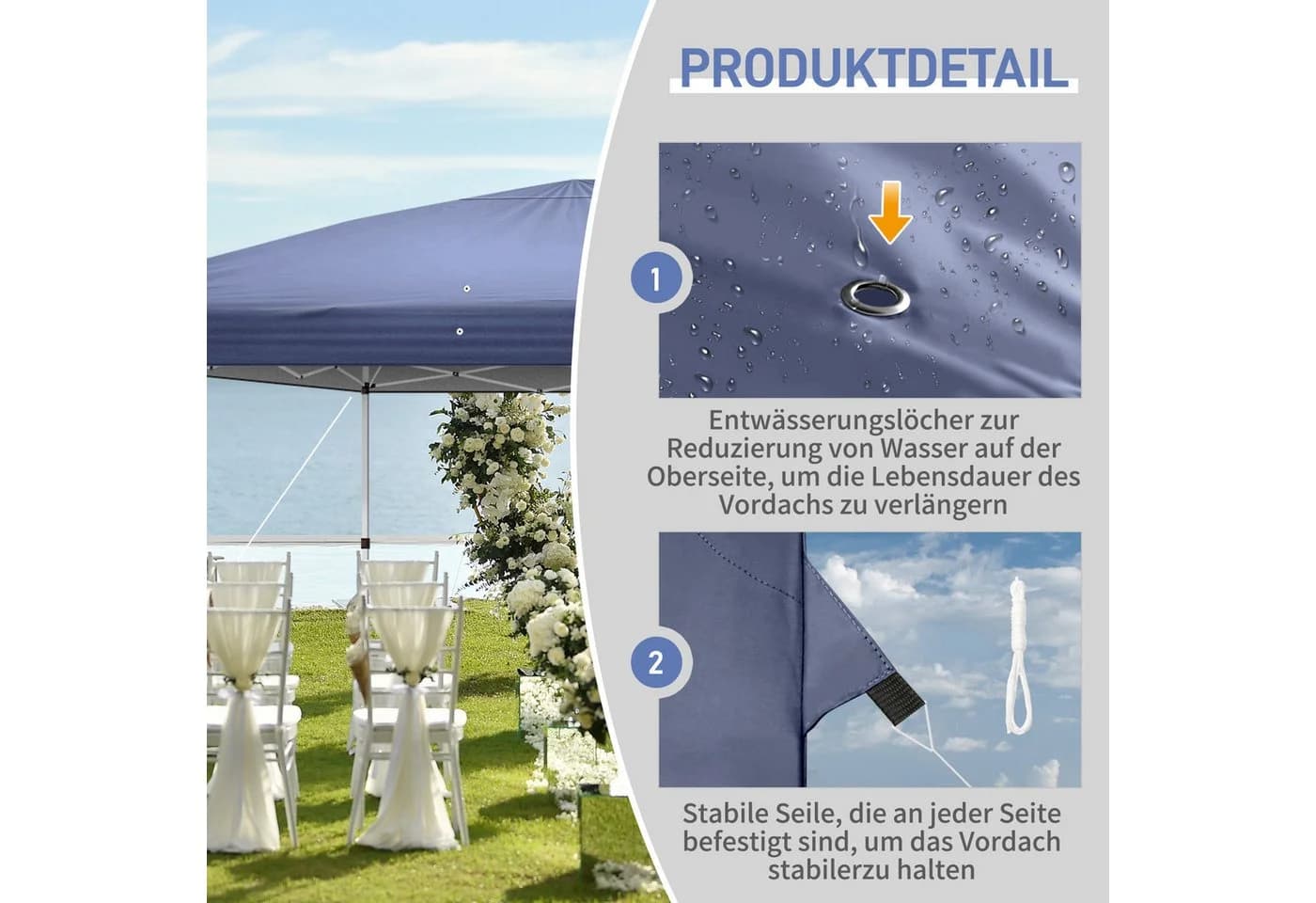 LALAHO Faltpavillon 3x6m mit 6 Netzvorhängen UV-Schutz - Bild 4