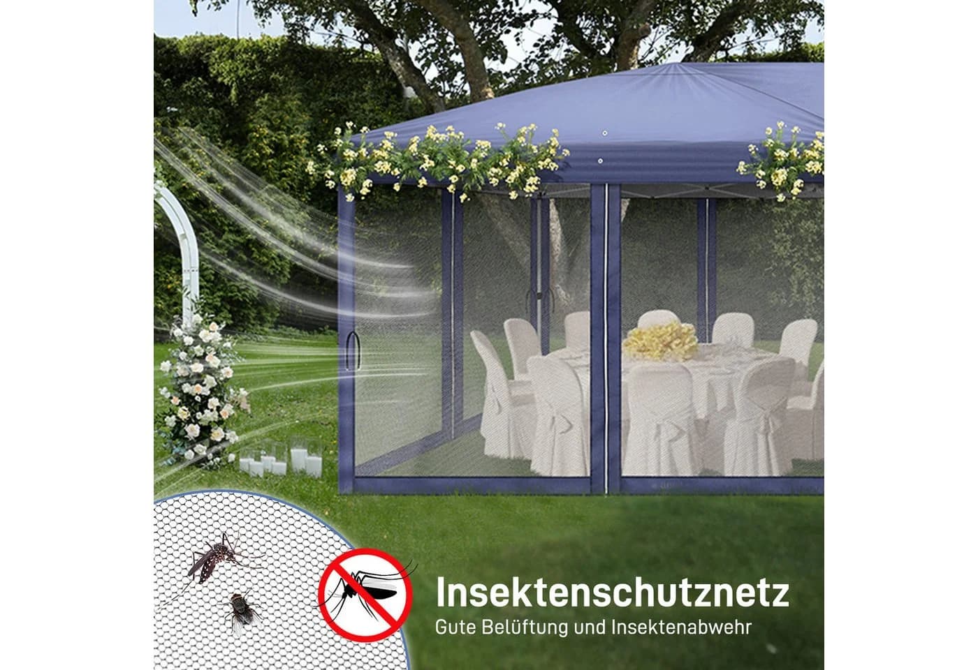 LALAHO Faltpavillon 3x6m mit 6 Netzvorhängen UV-Schutz - Bild 5