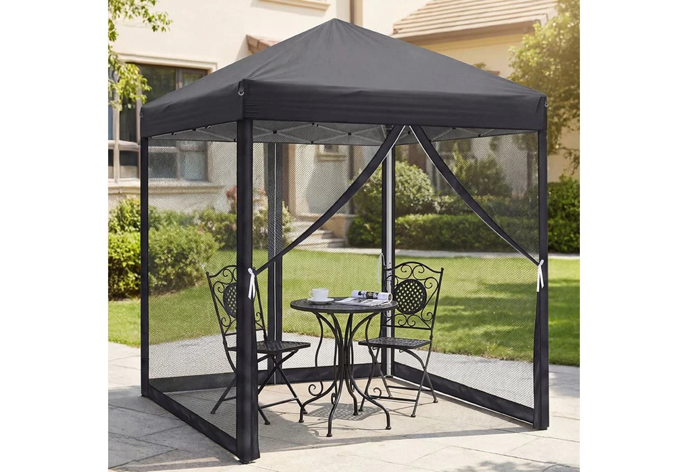 LALAHO Faltpavillon Partyzelt Pop Up Pavillon 2x2m mit 4 Netzvorhängen, UV-Schutz, Gartenpavillon höhenverstellbar, mit Tragetasche - Bild 3