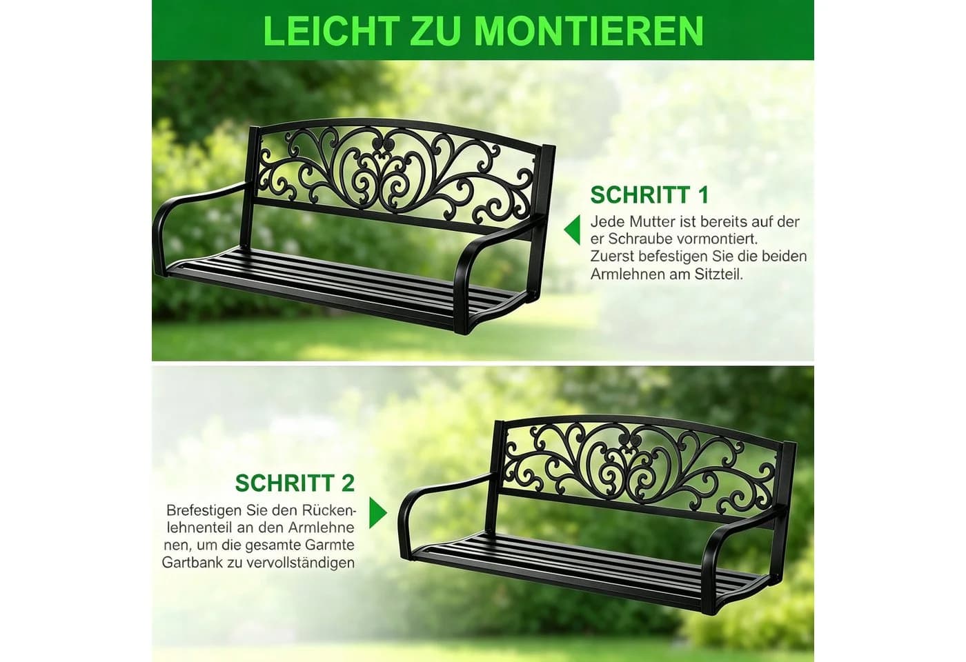 LEADZM Gartenlounge-Bank Blau Eisen mit Blumenmuster