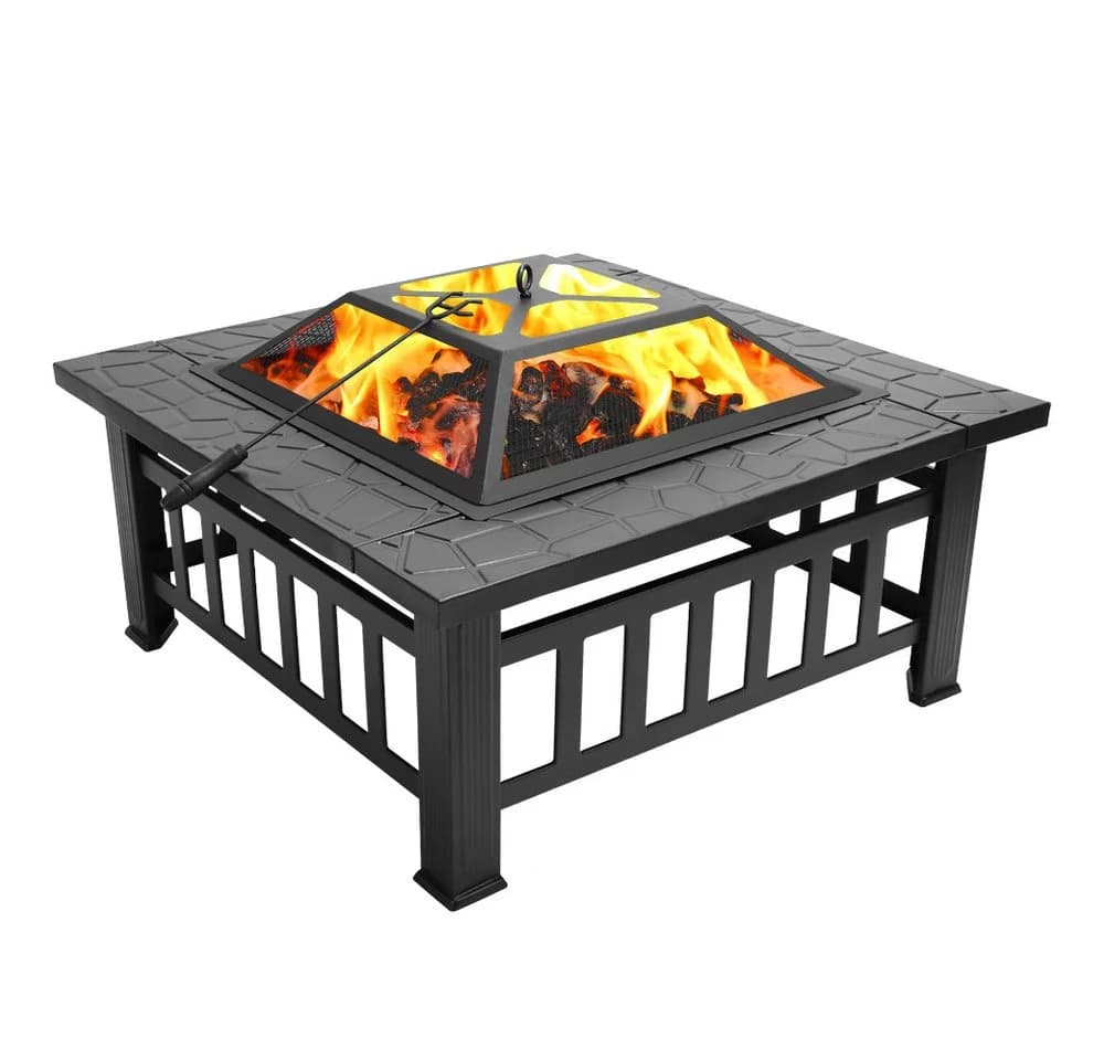 LALAHO Feuerschale 3 in 1 Feuerstelle mit Funkenschutz, Holzkohlegrill