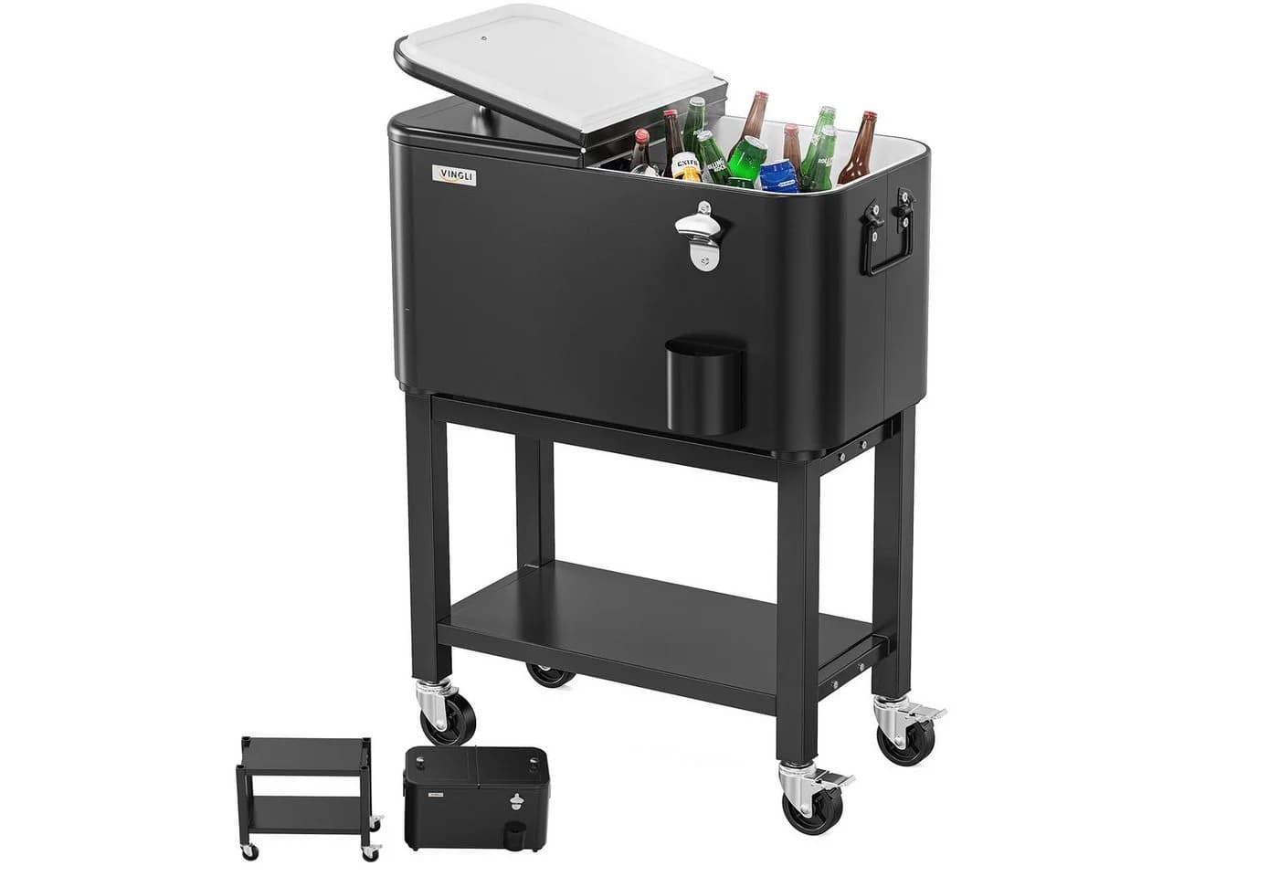 LALAHO Trolley-Kühlbox Schwarz mit Rollen - Bild 3