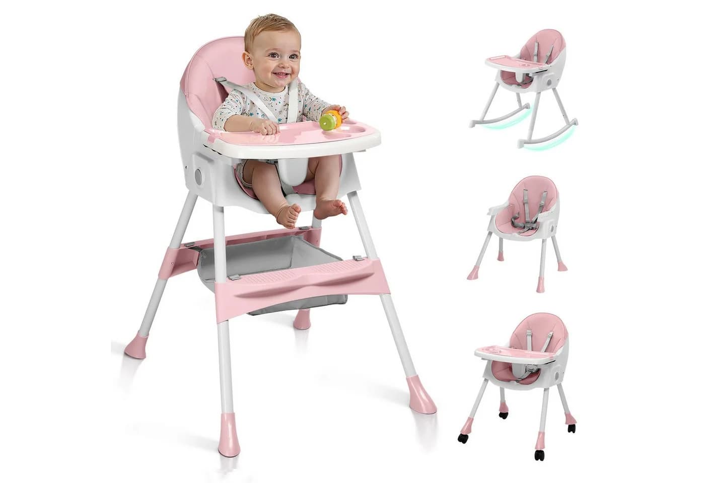 LALAHO Kinderstuhl 3-in-1 Rosa Klappbarer Hochstuhl - Bild 2