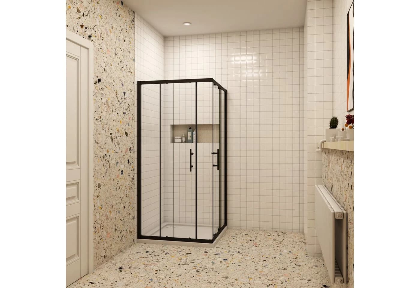 Duschparadies Eckdusche 195cm Schiebetür Duschkabine
