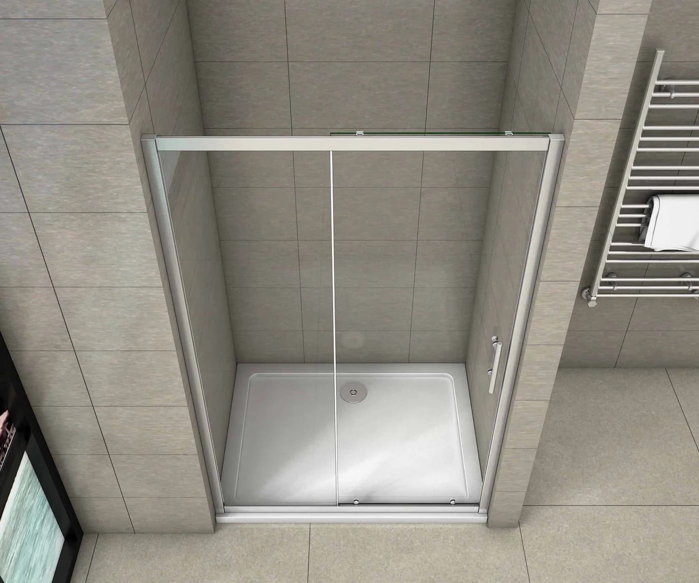 Duschparadies Schiebetür 5mm ESG Glas Aluminiumrahmen Chrom