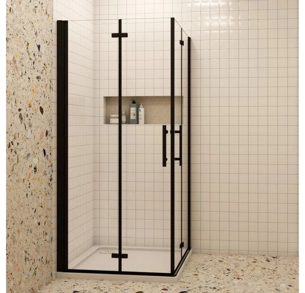 Duschparadies Dusch-Falttür Schwarz 185cm Easyclean Glas - Bild 2