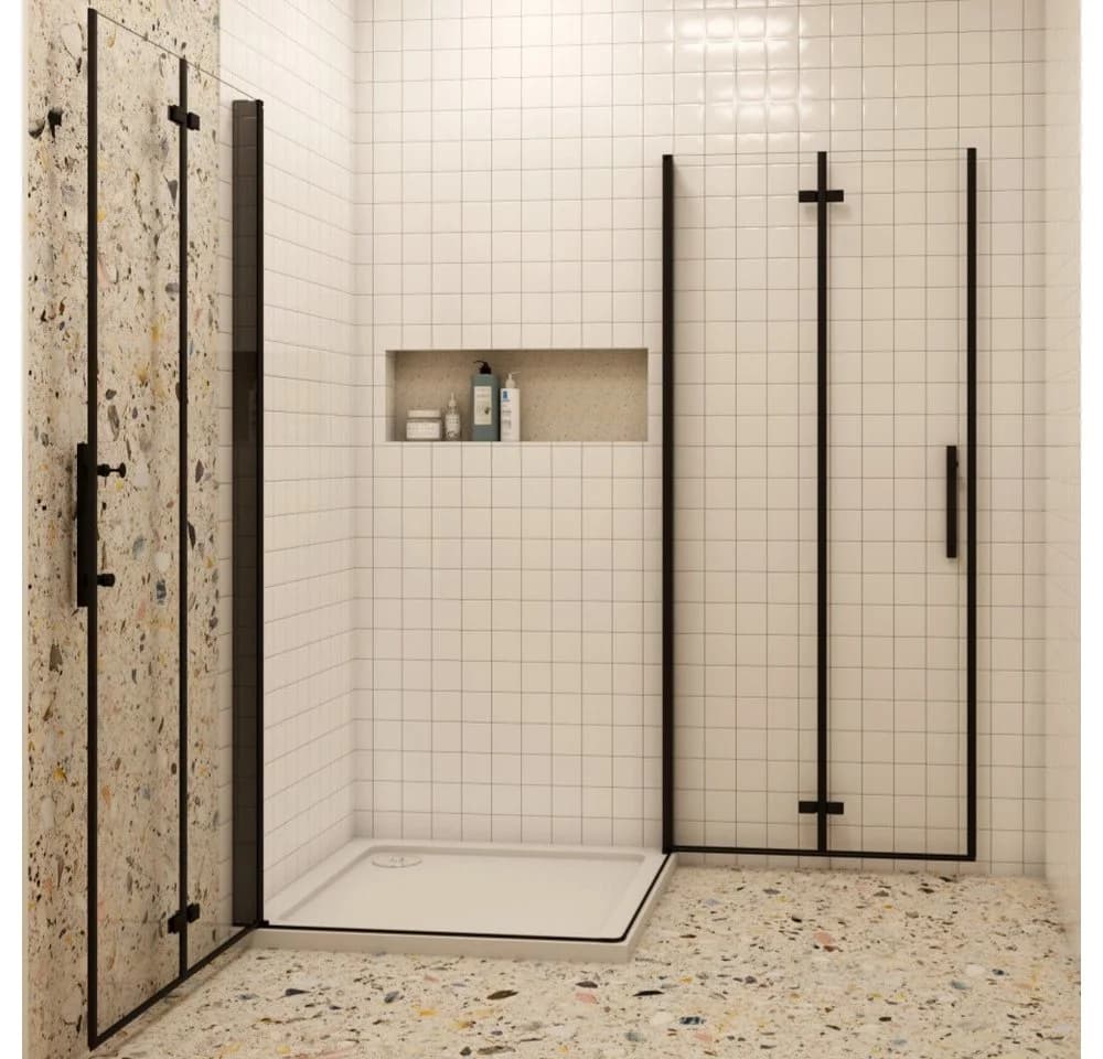 Duschparadies Dusch-Falttür Schwarz 185cm Easyclean Glas - Bild 3