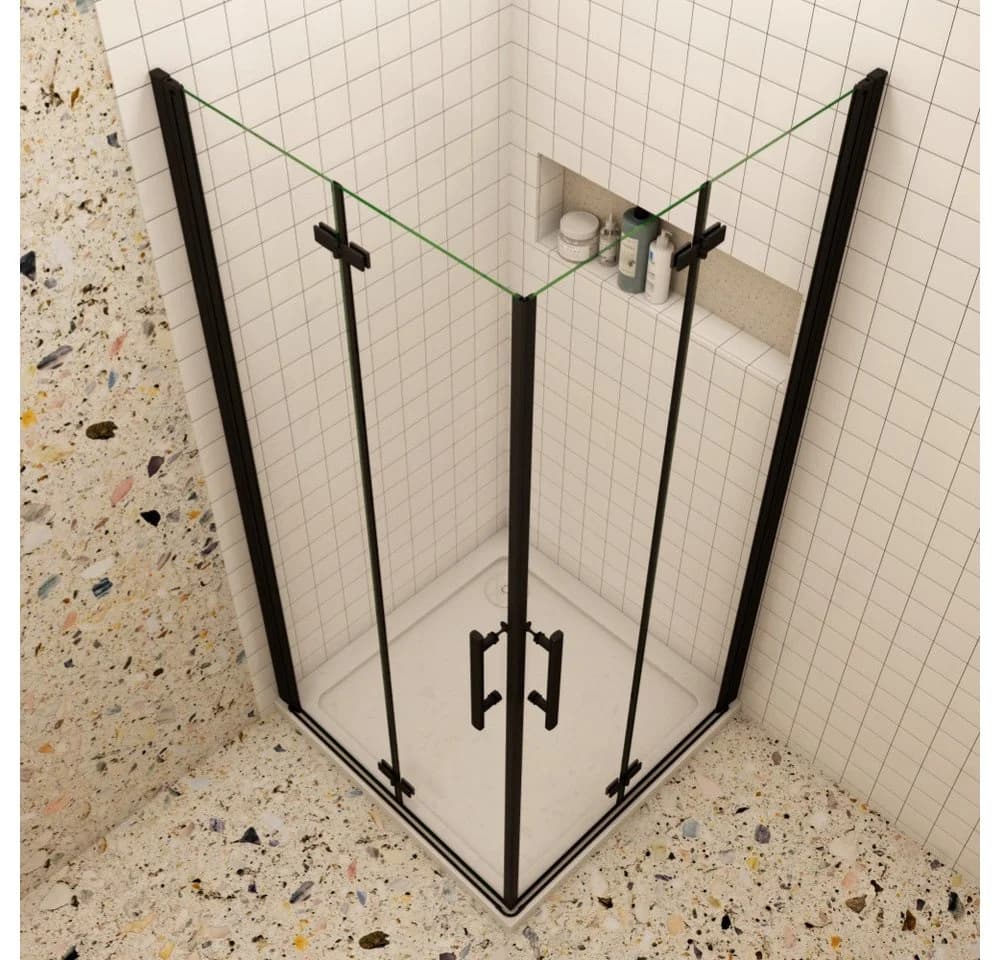 Duschparadies Dusch-Falttür Schwarz 185cm Easyclean Glas - Bild 4