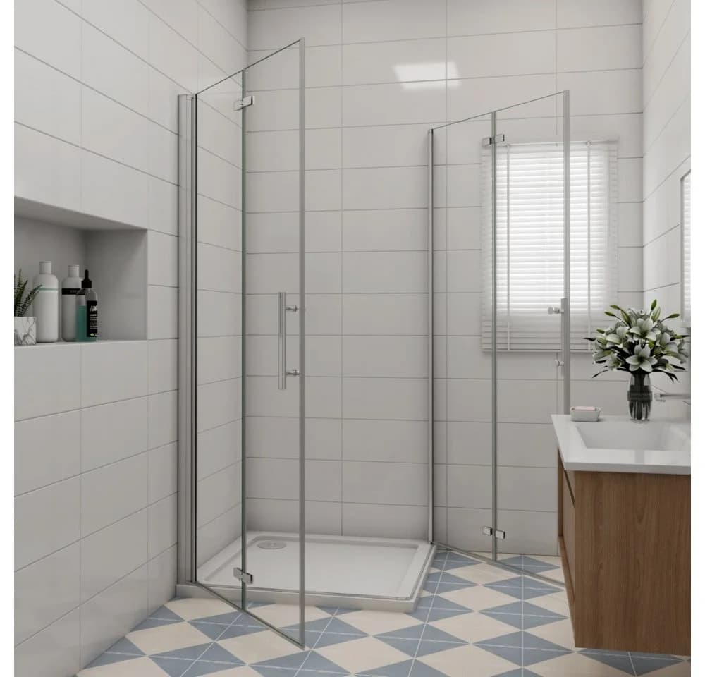 Duschparadies Dusch-Falttür 195cm Easyclean Glas Silber