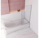 Duschparadies Badewannenaufsatz 140cm Duschwand mit ESG Glas Bild 1