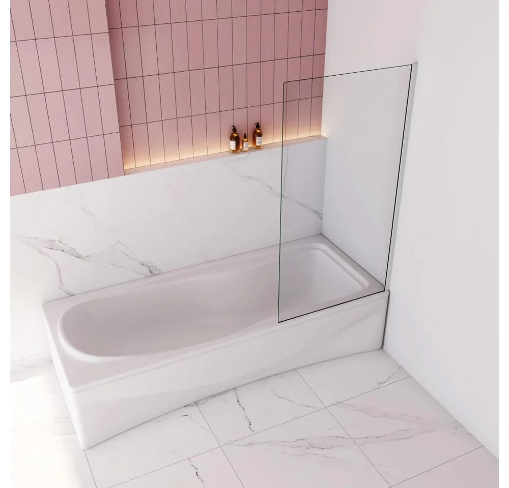 Duschparadies Badewannenaufsatz 140cm Duschwand mit ESG Glas
