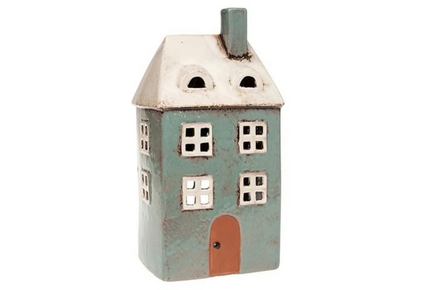 Teelichthalter Village Pottery Tall House Beige/Blau Keramik - Bild 2