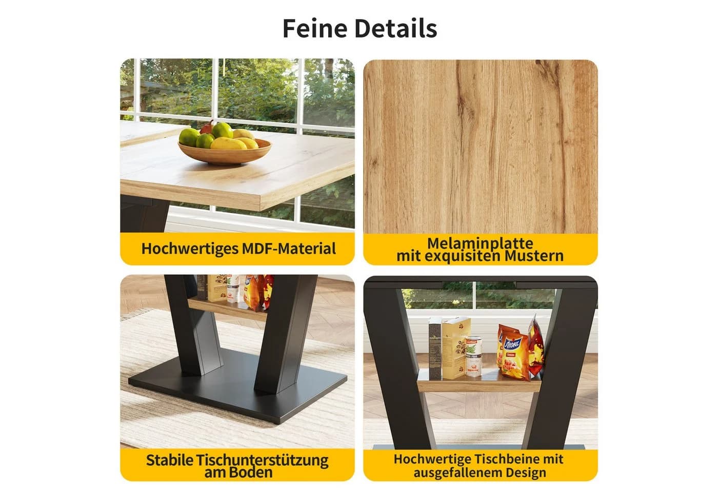 i@home Ausziehbare Esstisch Schwarz Teleskop MDF - Bild 3