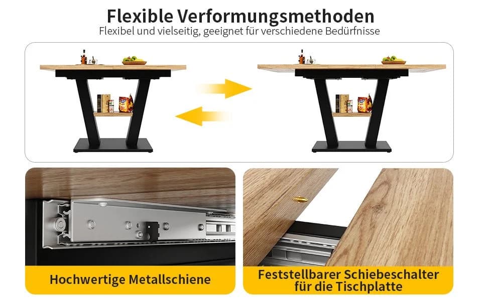 i@home Ausziehbare Esstisch Schwarz Teleskop MDF - Bild 4