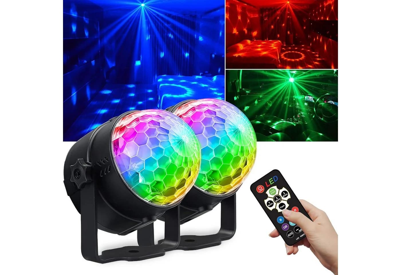 Athlix LED Discokugel 360° Rotation mit Fernbedienung 7 Farbmuster - Bild 2