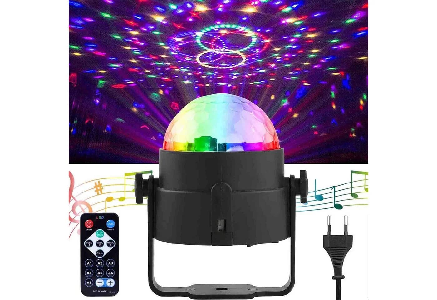 Athlix LED Discokugel 360° Rotation mit Fernbedienung 7 Farbmuster - Bild 3