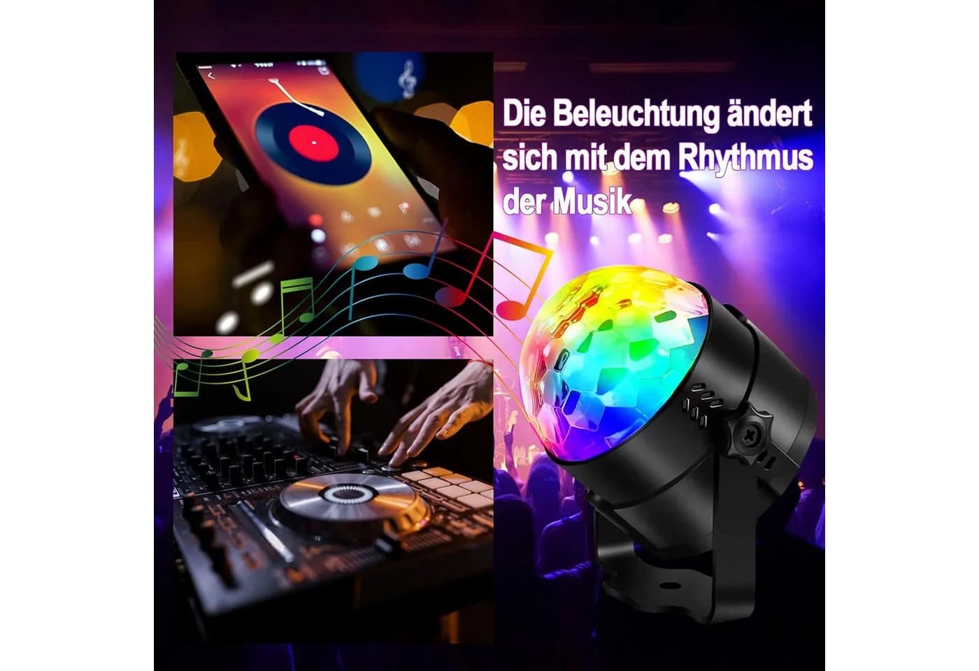 Athlix LED Discokugel 360° Rotation mit Fernbedienung 7 Farbmuster - Bild 5