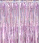 Montegoni Lametta Vorhang 2er Set Gold/Rosa Glitzer Party Deko Bild 2
