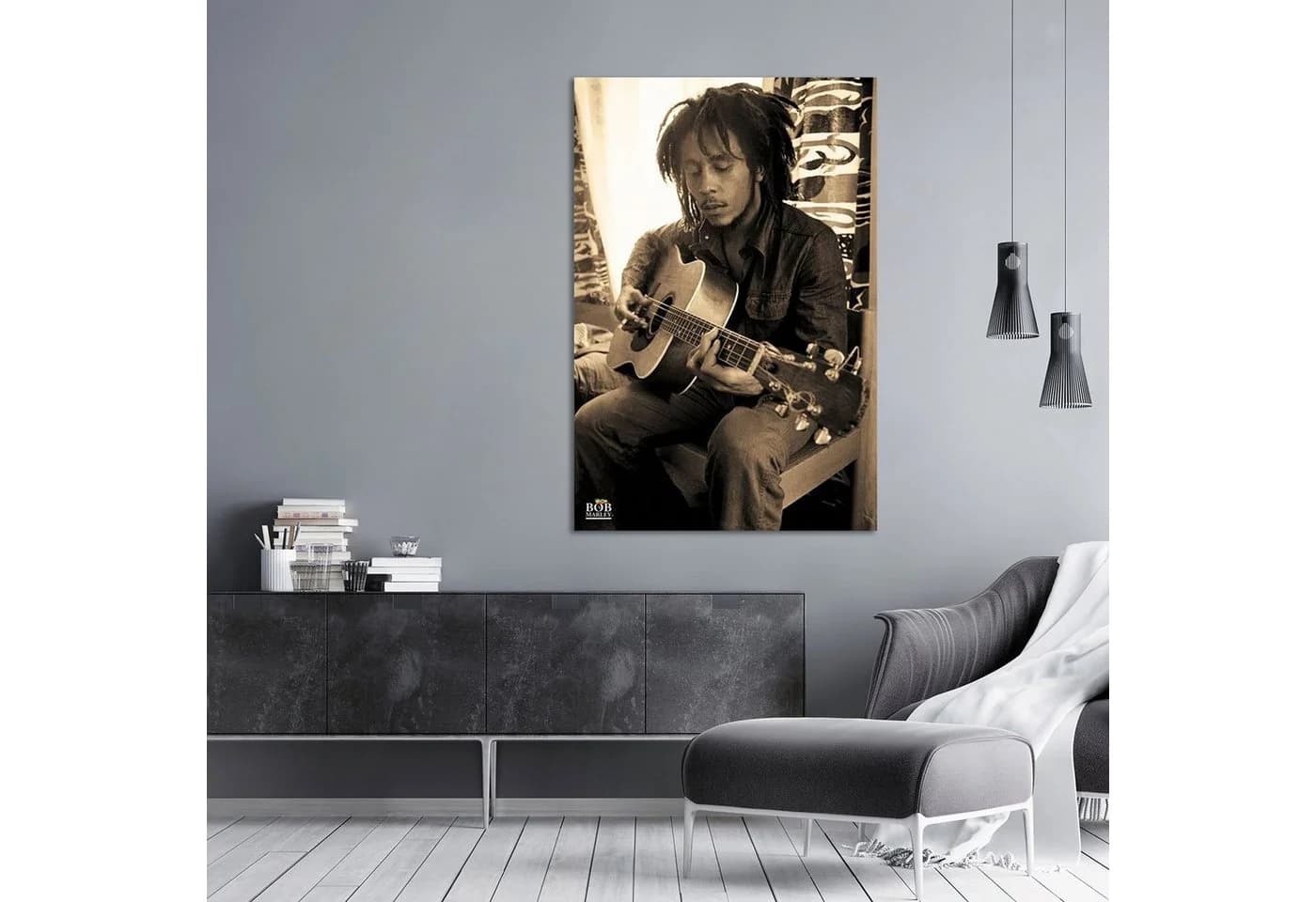 Pyramid Poster Bob Marley Gitarre Sepia 61x91,5 cm - Bild 3
