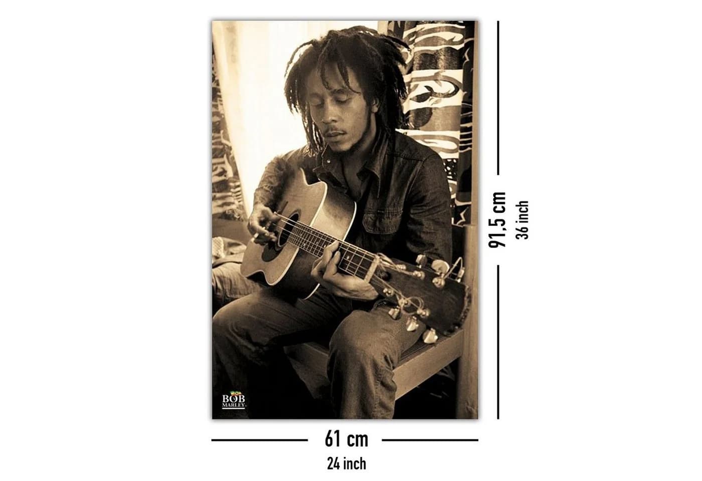 Pyramid Poster Bob Marley Gitarre Sepia 61x91,5 cm - Bild 5