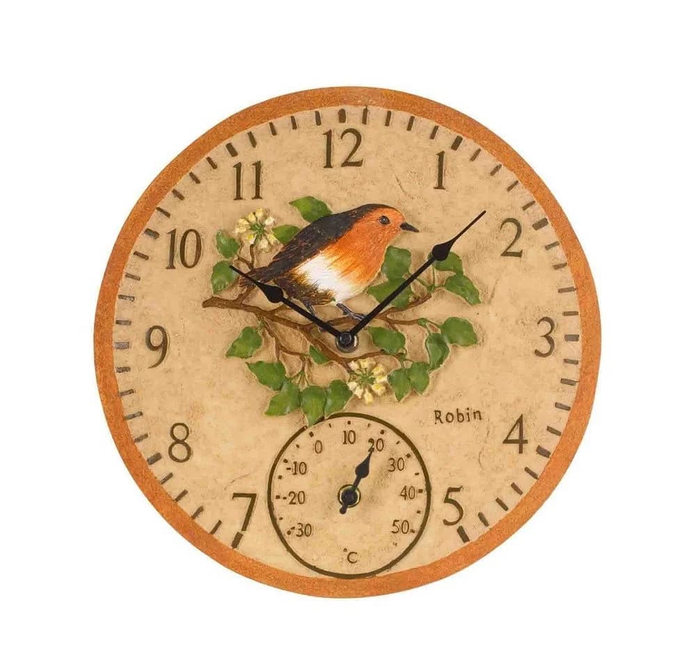 Smart Garden Wanduhr mit Vogelmotiv und Thermometer - Bild 2