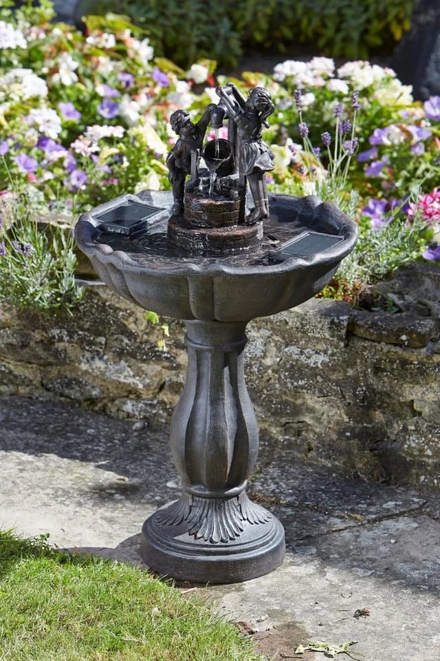 Smart Garden Solar-Wasserspiel Vogeltränke mit Kippkübel Bronze