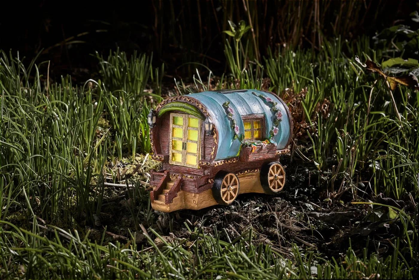 Smart Garden Dekolicht Solar-Gartenlicht Feenhaus 25 cm - Elfenhaus Wohnwagen, Gartendeko Caravan - Bild 5
