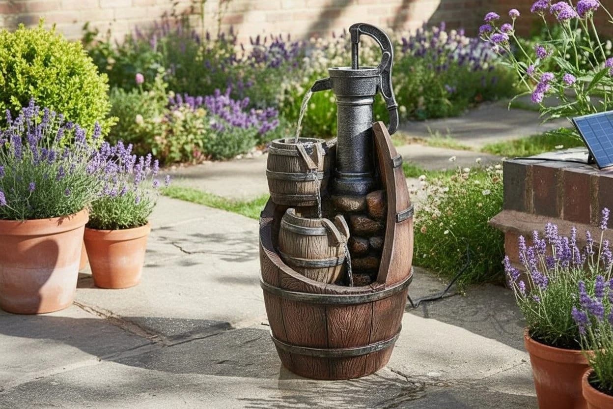 Smart Garden Solar-Wasserbrunnen Whisky Barrels Polyresin