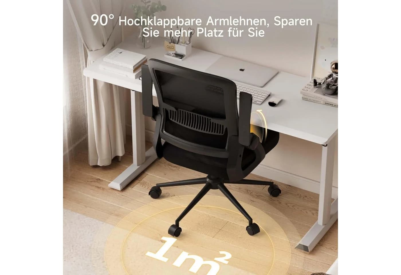 ZAISZE Bürostuhl Ergonomisch mit Mesh-Rückenlehne und klappbaren Armlehnen - Bild 5