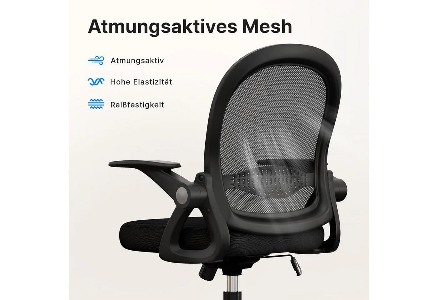 ZAISZE Bürostuhl Ergonomisch Mesh Höhenverstellbar Klappbare Armlehnen - Bild 4