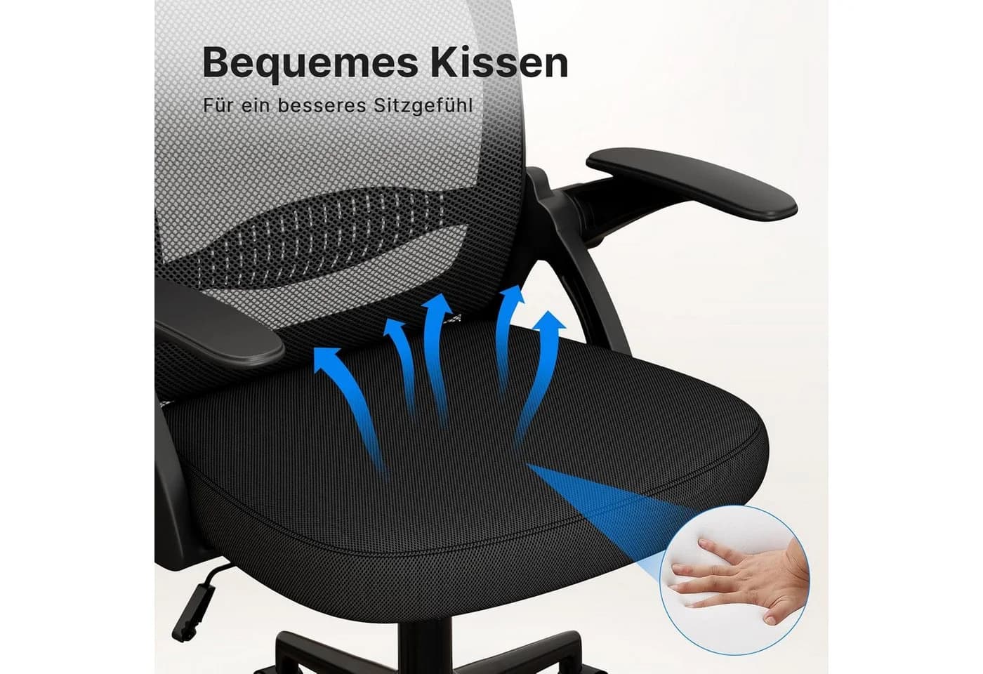 ZAISZE Bürostuhl Ergonomisch Mesh Höhenverstellbar Klappbare Armlehnen - Bild 5